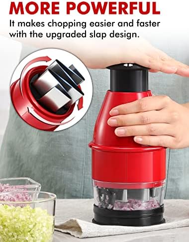 Geedel Food Chopper Vegetable Cutter, Easy to Clean Manual Veggie Onion Garlic Nut Chopper Dicer, Dishwasher Safe Vegetable Chopper with Container for Onions Nuts Garlic Veggies Salads