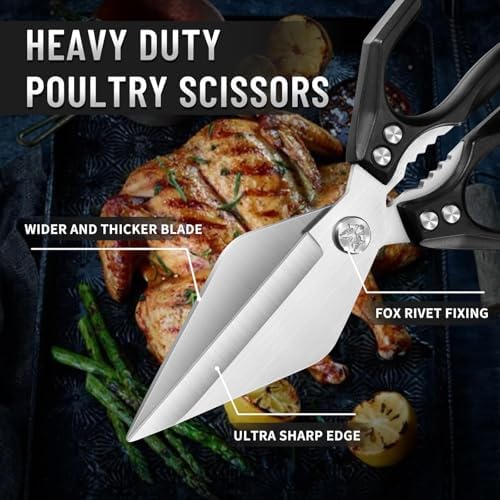 Dream Reach Heavy Duty Poultry Shears for Food with Black Ergonomic Handle