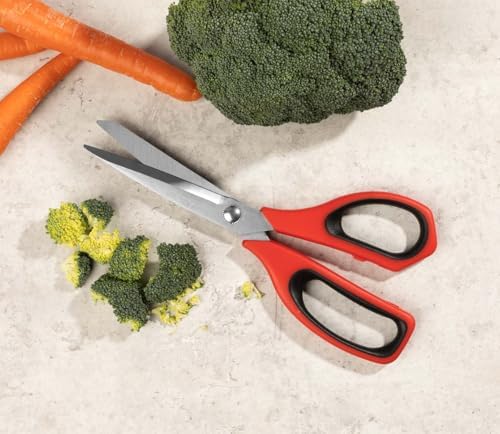 Arcos Kitchen Scissors 9 Inch Stainless Steel. Scissors for meat use. Polypropylene Handle and 240 mm Blade. Series Prochef. Color Black and red