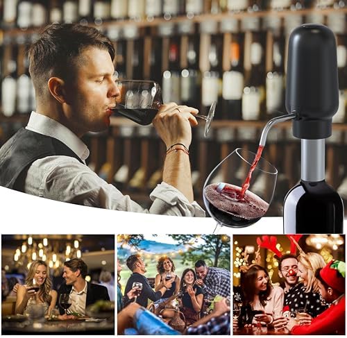 Wine Aerator Electric Rechargeable with USB-C Port, Wine Dispenser Serving 30 Bottles More Per Charge, Enhancing the Flavor Instantly, 100% Food-Safe, Perfect Wine Gifts for Women and Men