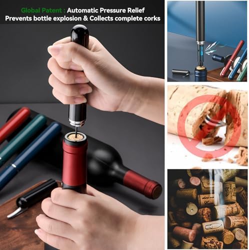 2-in-1 Air Pressure Wine Opener with Foil Cutter,Portable Wine Corkwscrew