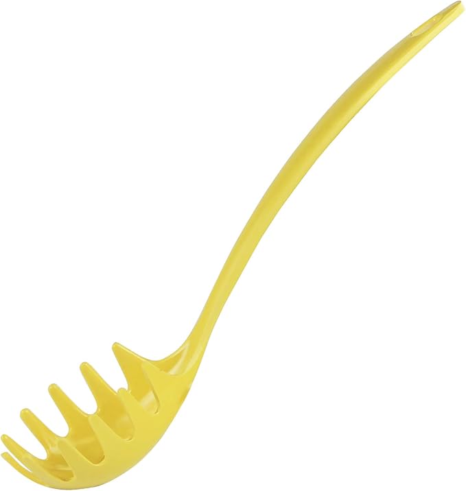 Spaghetti Spoon, Pasta Server, Fork with Ergonomic Handle, Heat Resistant, BPA Free,11.5 inch Melamine Utensil by Reston Lloyd, 6 piece set, Lemon