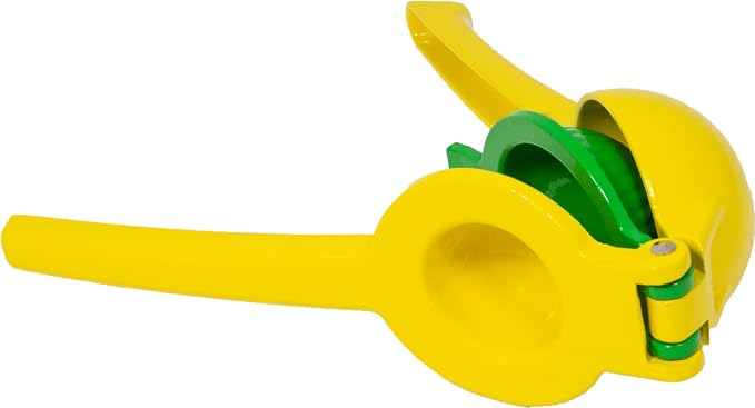 SOL - Metal Juice Press 2-in-1 Lemon Lime Squeezer Press – Manual Squeezer, Max Extraction Manual Citrus Juicer, Resistant to Moisture, Non-Slip Handle - Yellow, Green