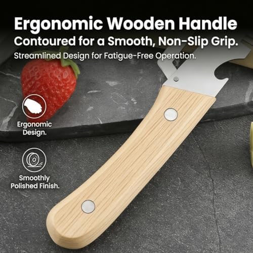 Elite Knives and Cutlery Set, 2-in-1 Serrated Peeling Knife Premium Vegetable Peeler, Multifunctional Vegetable Peeler with Wooden Handle and Bottle Opener for Kitchen (2pcs,A)