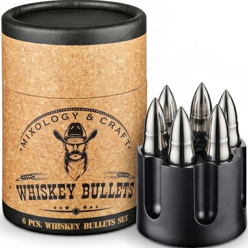 Mixology & Craft Premium Metal Ice Cubes | Stainless Steel Reusable Chilling Stones | Non-Melting Alternative for Whiskey, Scotch & Fine Spirits | Ideal Whiskey Stones Gift Set