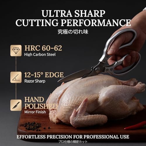Kitchen Scissors, All Purpose Kitchen Shears for Food, Japanese Heavy Duty Poultry Shear Dishwasher Safe Food Scissor Set, Meat Cutting Scissors Chicken Shears, Gifts for Men Women