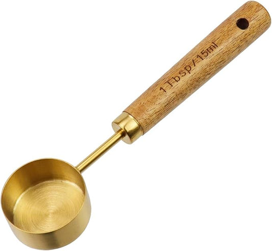 1/16 Cup Measuring Cup with Wooden Handle, 15ml Stainless Steel Measuring Scoop 1/16 Cup Measuring Cups for Baking Cooking Wet and Dry Ingredients (15ml)