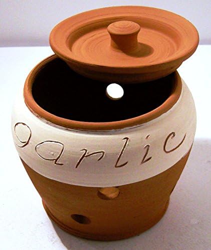 Terracotta Garlic Storage Jar Handmade c1007, 10 Centimeters Dia 12 Centimeters