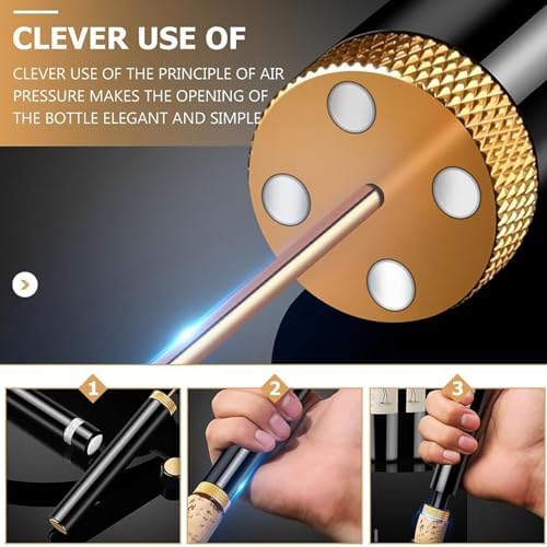 Wine Opener, MIni Wine Opener, Travel Portable Pocket Air Pressure Pump Wine Bottle Opener, Travel Porta for Home, Restaurant, Party (Gold)