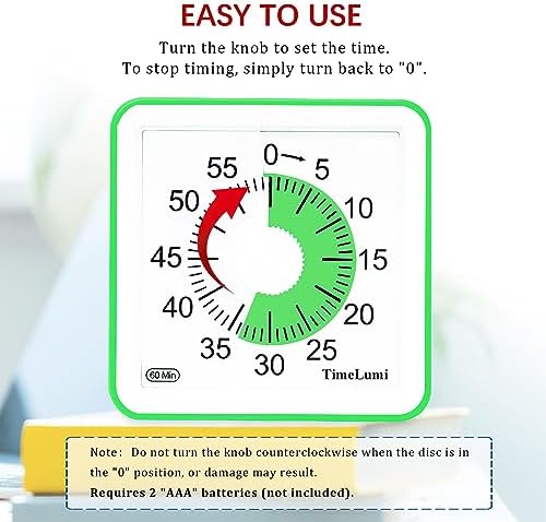 60-Minute Visual Timer for Kids, Management Classroom Timer, Green