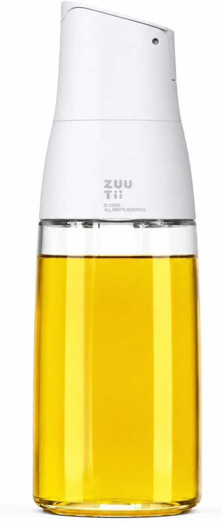 Zuutii Olive Oil Dispenser - Drip Free Spout, Glass Bottle for Kitchen, Cooking Oil & Vinegar Dispenser, Soy Sauce Container, Yukon White