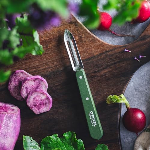 Opinel No. 115 Essential Stationary Peeler, Hornbeam Wood (Dark Green)