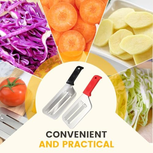 Stainless Steel Shredder Knife, Double-Layer Slicer Multifunctional Vegetable Cutter Cabbage Slicer shredder, Sharp Blades Durable Julienne Cutter, Easy to Clean Stainless Steel Grater (Black, 1pcs)