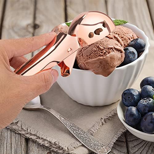 Premium Ice Cream Scoop with Trigger Ice Cream Scooper Stainless Steel, Heavy Duty Metal Icecream Scoop Spoon Dishwasher Safe, Perfect for Frozen Yogurt, Gelatos, Sundaes, Medium Rose Gold