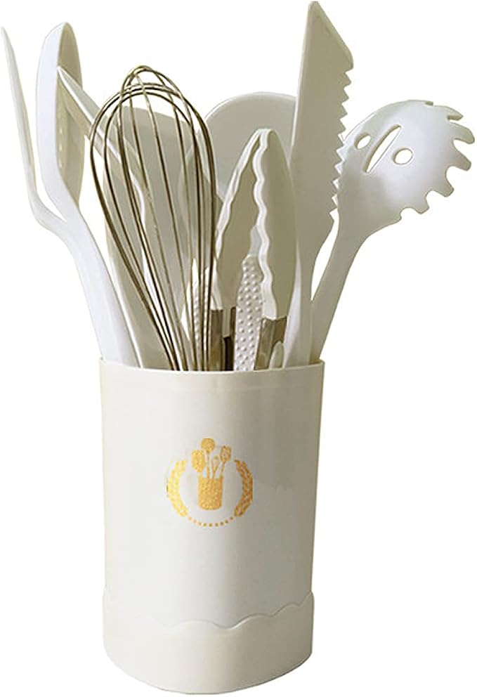 1pcss White Silicone Solid Spoon with Wooden Handle, Heat Resistant Cooking Utensils, Mixing Spoon, Cooking Backing Spoons Set for Stirring, Mixing and Serving