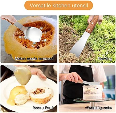 2 Pieces Ice Cream Scoop, Stainless Steel Ice Cream Shovel with Wooden Handle Metal Dessert Spade Butter Blade Cook Cake Scraper for Kitchen Party Wedding