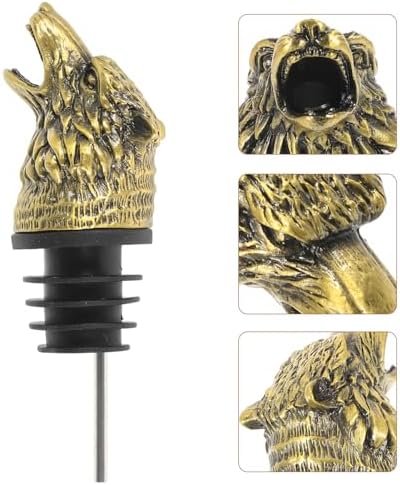Wolf Head Wine Pourer Animal Head Wine Aerator Spout for Red Whiskey and Bottle Pouring Alloy Bar Accessory 4.05 in 1 X Pourer