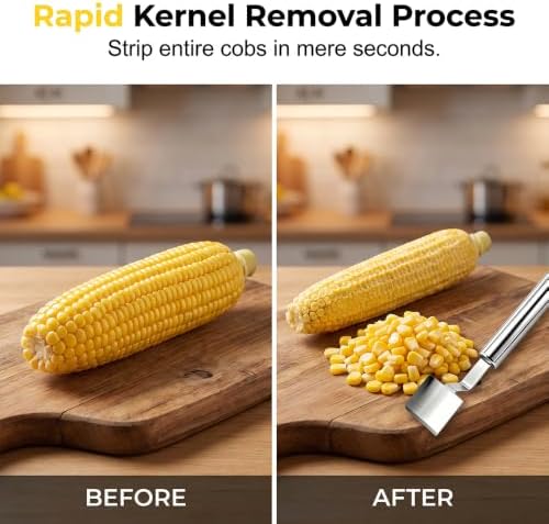 Corn Peeler Corn Peeler for Corn on The Cob, 2026 Stainless Steel Handle Corn Cob Stripper, Efficient Corn Cob Stripper Cutter Remover Kitchen Indoor, Kitchen Gadget for Home, 3PCS