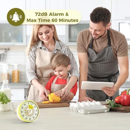 Kitchen Timer, Kitchen Countdown Cooking Reminder No Battery Required Magnetic Time Management Timer, Xmas Gift, Green