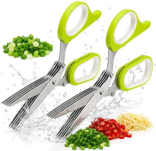 Stainless Steel Scallion Cutter Scissors, Kitchen Herb Scissors (green-2pcs)