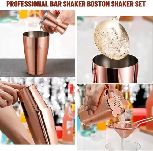 Mwellewm Boston Shaker Cocktail Set Bartender Kit, 12 Pcs Drink Shaker with Strainer Bartending Martini Shaker Tin with 18oz & 28oz Mixed Alcohol Shaker Stainless Steel Bar Tool for Beginner