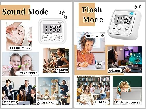 Timer, Kitchen Timers for Cooking Classroom Timer for Kids Teachers Digital Magnetic Timers 4 Pack, White