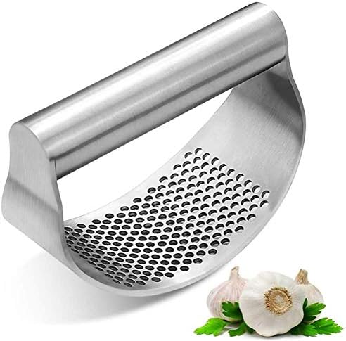 Garlic Press Rocker, Stainless Steel Garlic Crusher Mincer
