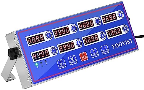 Kitchen Timers for Cooking – 8 Channel Commercial Kitchen Timer Restaurant Kitchen Supplies – Stainless Steel LED Technology Kitchen Timer Digital – Reminder Function, Loud Alarm, Blue