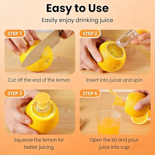 Screw-Top Lemon Squeezer, Manual Juicer with Filter Lime Juicer BPA-Free Extractor Citrus Press with Lid Squeeze Lime for Cocktails Drinks (Green)