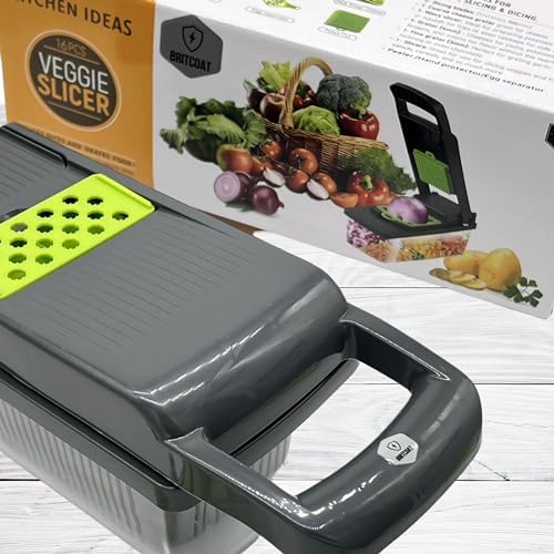 Vegetable Chopper - Spiralizer Vegetable Slicer - Onion Chopper with Container - Pro Food Chopper - Slicer Dicer Cutter
