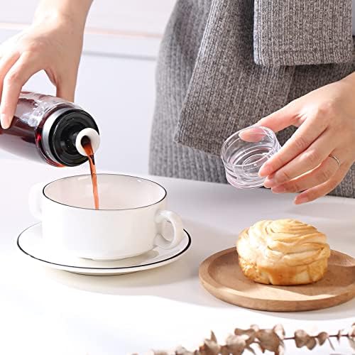 Oil and Vinegar Dispenser 2 Pack, Olive Oil and Vinegar Cruet Dispenser Bottle,Wide Opening(Easy Refilling) with lids, Sealed leakproof, Glass Oil Bottle for Kitchen Cooking, 9.5oz/280ml
