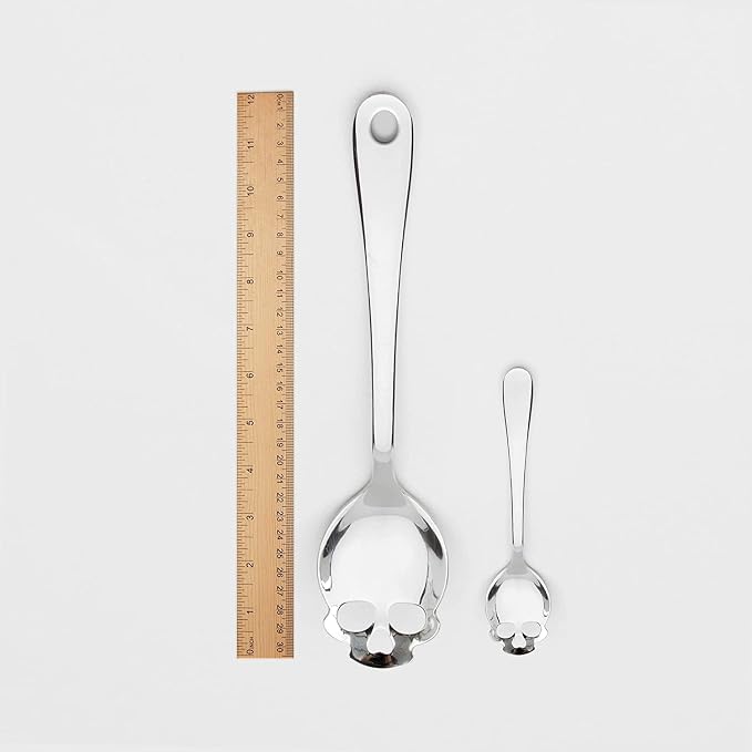Suck UK Skull Serving Spoon - Gothic Kitchenware - Horror Kitchen Accessories - Goth Halloween Home Decor - Pasta Serving Spoon - Slotted Spoon For Cooking & Straining - Salad Servers - Gothic Gifts