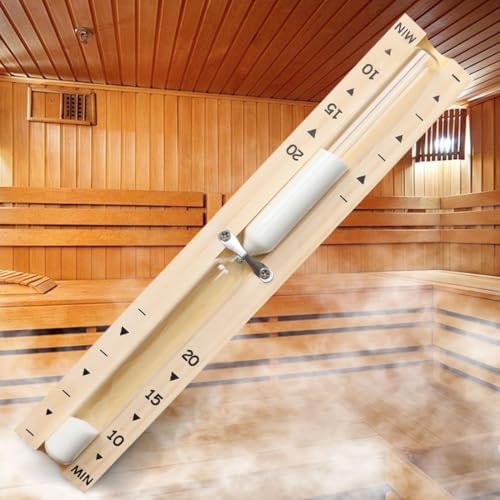 Sauna Sand Timer, 20 Minute Hourglass, Rotating Sand Clock 20 Min, Wooden White Sand Watch, Reloj De Arena, Hear Resistant Wood Hour Glass, Sandglass for Sauna & SPA Room