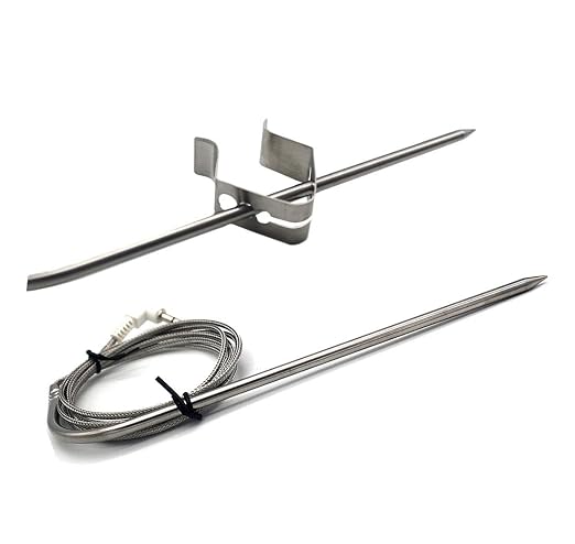 2-Pack Stainless Steel Meat Probe for All Traeger Controllers with Meat Probe Hole, PT1000 High-Temperature BBQ Waterproof Digital Thermostat Probe with Holder Clip