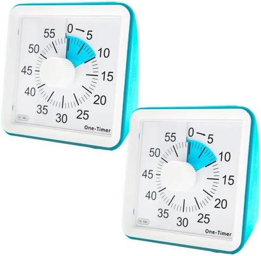 60 Minutes Countdown Visual Timer,Manage Time Well for Kids and Adults,Silent Travel Time Design for Education,Classroom,Home,Office (2*Blue)