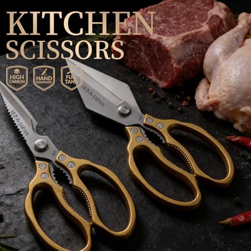 Kitchen Scissors, Kitchen Shears, Sharp Meat Cutting Scissor Dishwasher Safe, Poultry Shear Heavy Duty, Japan Cooking Kitchen Scissors Set for Food Chicken Shears, Gifts for Men Women