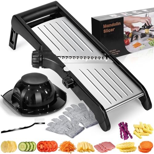 Mandoline Slicer for Kitchen, Adjustable Stainless Steel Food Slicer