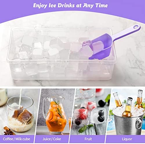 Silicone Ice Cube Tray with Leak-Proof Lid & Storage Bin for Freezer – BPA-Free 36-Piece Nugget Ice Molds, Spill-Resistant Cover & Ice Scoop Container Cover