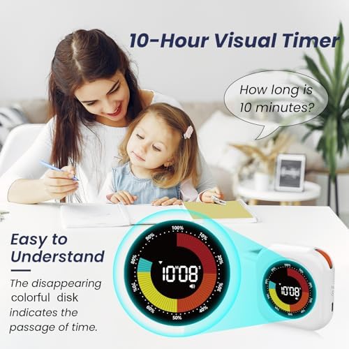 PERSUPER Visual Timer for Kids, Rechargeable 10-Hour Countdown/Up Timer