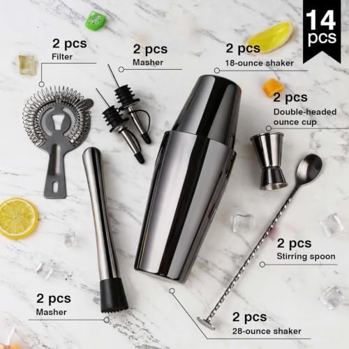 Mwellewm Cocktail Shaker Set, Boston Shakers, Bartending Drink Shaker Kit