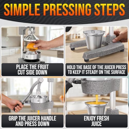 Cast Iron Juicer Hand Press, Heavy-Duty Squeezer (Silver)