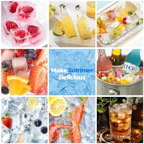 Large Ice Cube Tray, 4 Piece Silicone Ice Cube Tray with Lid for Whiskey, Cocktails, Beer, Wine, Refrigerated Drinks, BPA Free, Stackable Reusable (Green+Blue+Yellow+Pink)