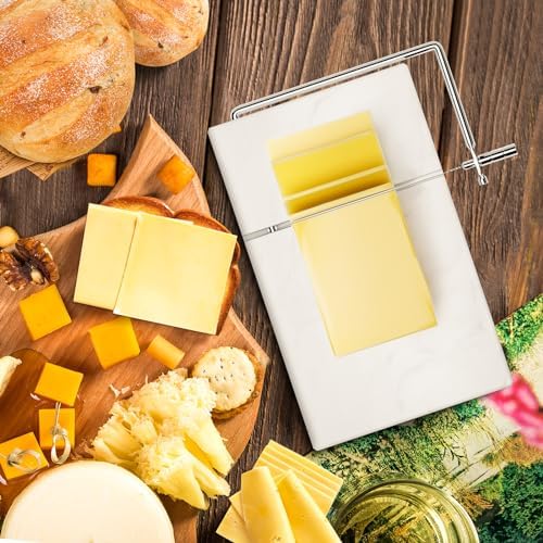 TOPULORS Cheese Slicer Stainless Steel Wire Cheese Cutter Slicer for Mozzarella, Cheddar, Gouda, And More Block Cheese - Heavy Duty Slicer With Extra Replacement Cutting Wir