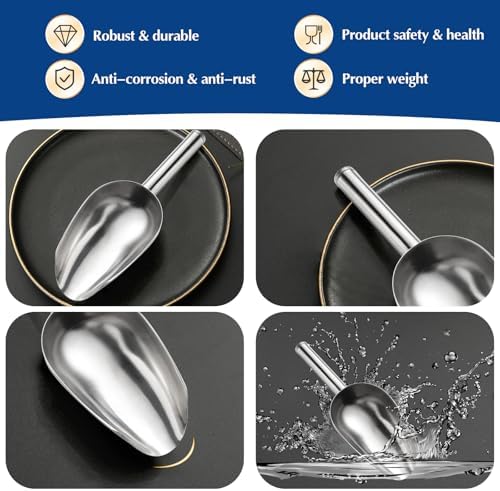 Ice Cube Scoop Cast Aluminum Shovel Scoops Kitchen Utility Scoops Set, Ice Scooper for Ice Maker Freezer Coffee Bean Food Candy Flour Popcorn Rust Free 6 oz ﻿
