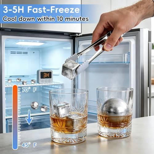 Whiskey Stones Set - Reusable Metal Ice Cubes for Drinks Ice Balls
