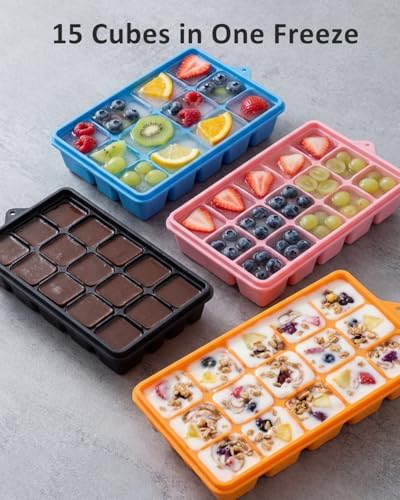 Silicone Ice Cube Trays with Lid, 4 Pack Ice Cube Molds