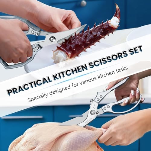 HUUSK Silver Kitchen Scissors Set -Heavy Duty Kitchen Shears
