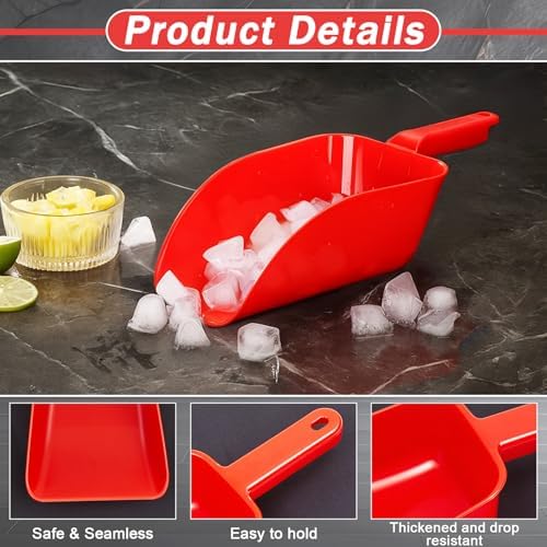 Relaxweex 4 Pack Large Plastic Ice Scoop, Utility Hand Shovel, Red, 32 oz