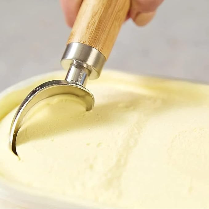 Culinare Naturals C70003 Ice Cream Scoop | Sustainable Bamboo/Stainless Steel | (L)450mm x (W)20mm | Manual Hand Held Ice Cream Serving Tool/Utensil | Metal Scoop/Spoon | Not Dishwasher Safe