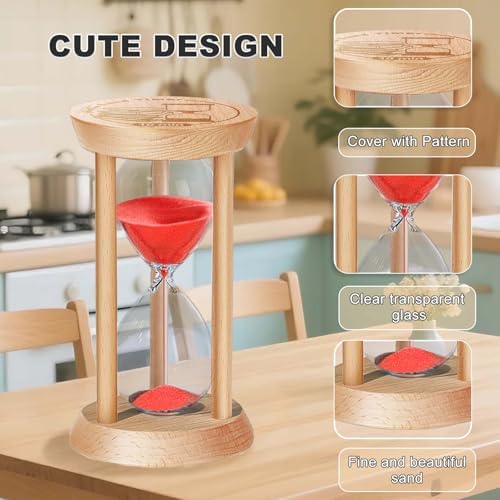 SuLiao Wooden Sand Timer 2 Minute Hourglass, Wood Red Sand Clock, Small Watch 2 Min Timer, Hour Glass Sandglass for Home, Reloj De Arena, Office, Decorative, Game, Classroom